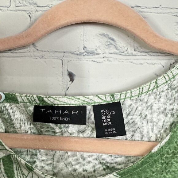 Tahari Boxy Blouse Women XL 100% Linen Summer Resort Vacation Cottage Top - Picture 4 of 7